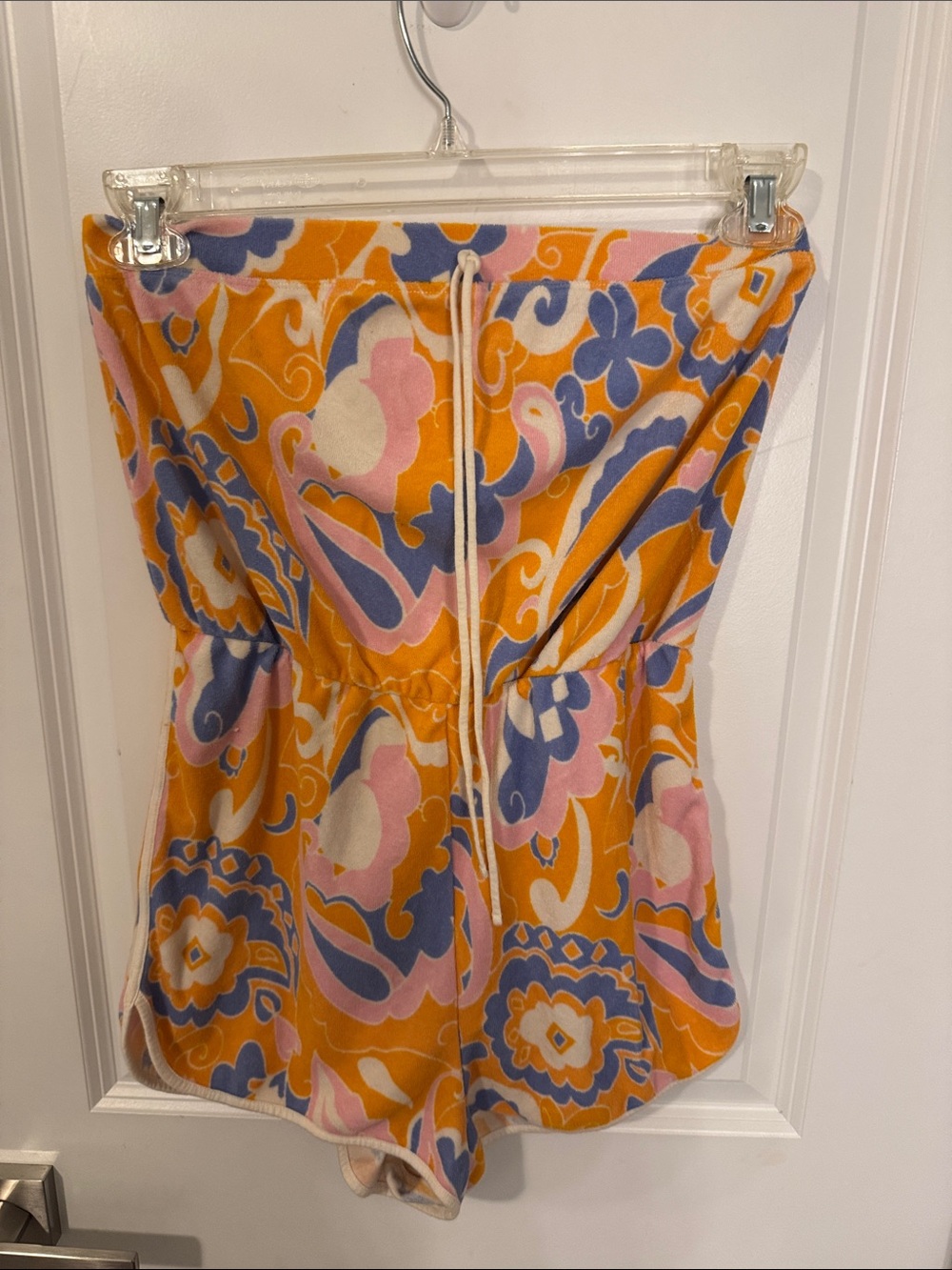 H&M Orange Pink Blue Strapless Printed Romper